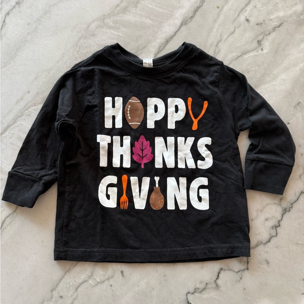 💚Rabbit Skins Black Thanksgiving Long Sleeve Tee